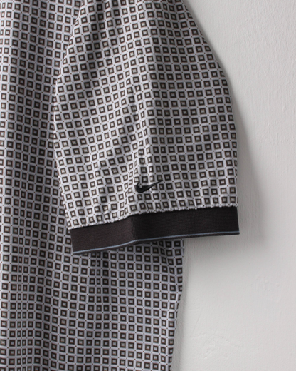 00s Nike Grey & White Geometric Polo (L)