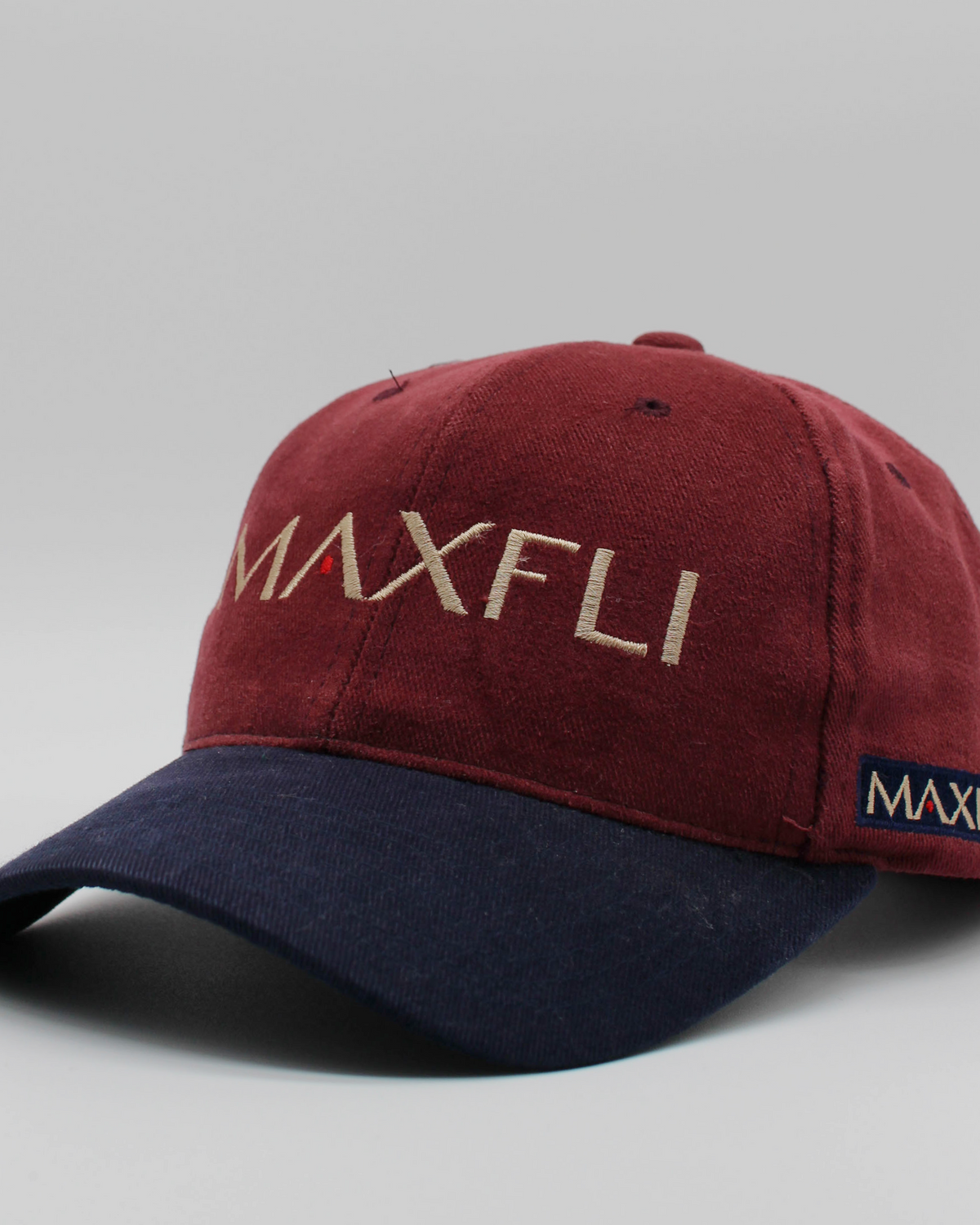 90s MAXFLI Burgundy & Navy Two Tone Cap