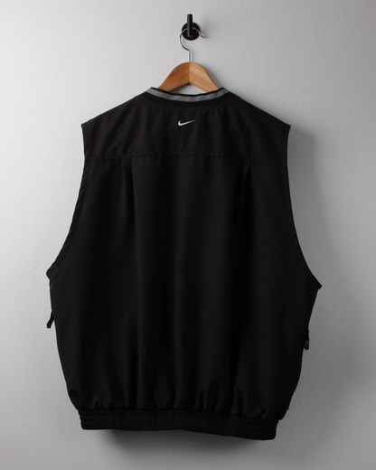 00s Nike Black Windbreaker Golf Vest (L)