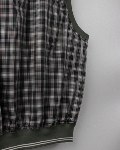 90s Greg Norman Green Chequered Windbreaker Golf Vest (L)