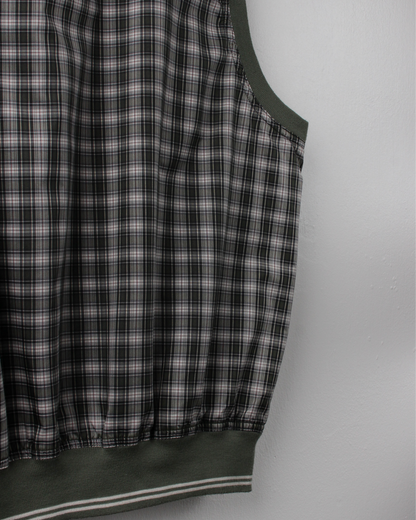 90s Greg Norman Green Chequered Windbreaker Golf Vest (L)