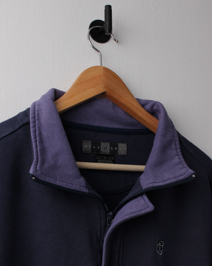 00s Nike Shield Logo Navy & Purple Quarter Zip Sweatshirt (L)
