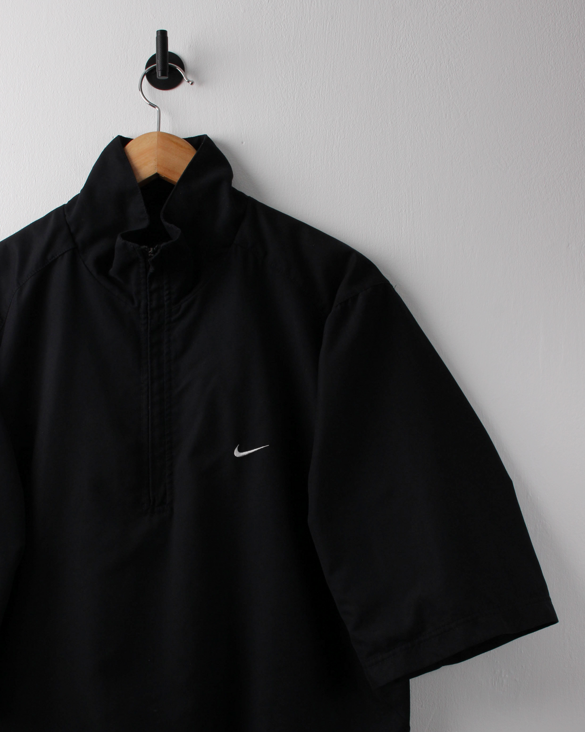 00s Nike Shield Logo Black Short Sleeve Windbreaker (M)