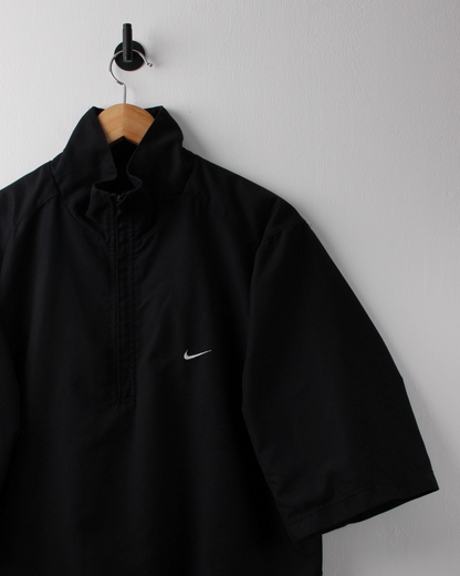 00s Nike Shield Logo Black Short Sleeve Windbreaker (M)