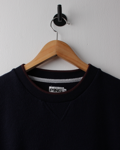 00s Ping Navy Ribbed Spellout Sweatshirt (XL)