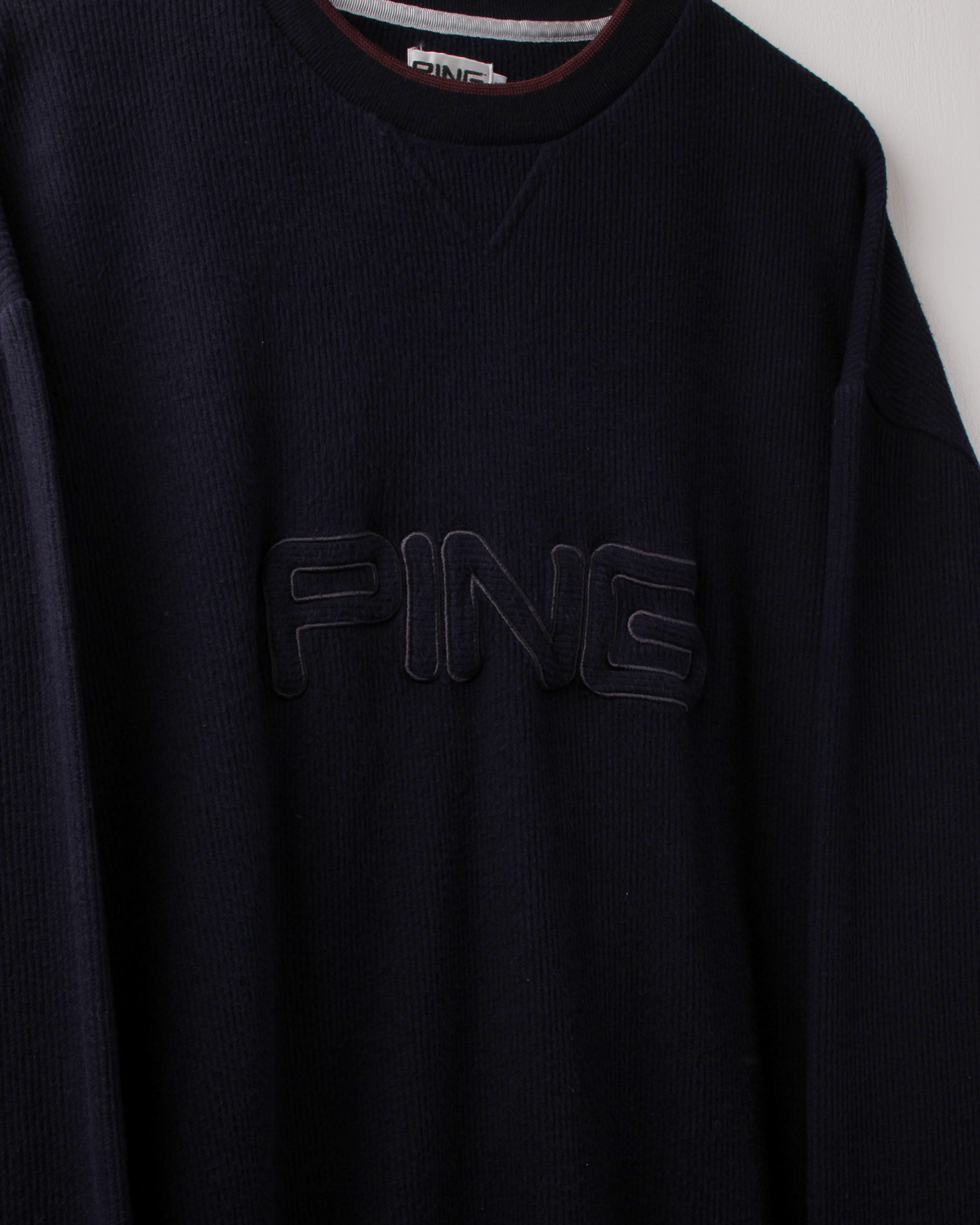 00s Ping Navy Ribbed Spellout Sweatshirt (XL)