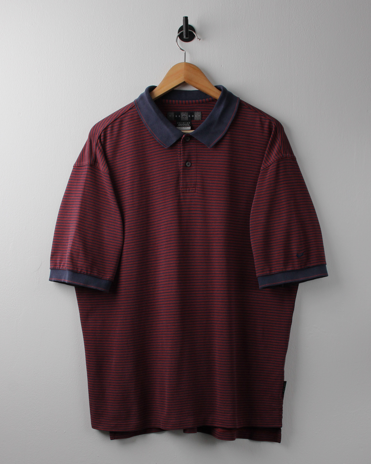 00s Nike Burgundy & Navy Striped Polo (L)