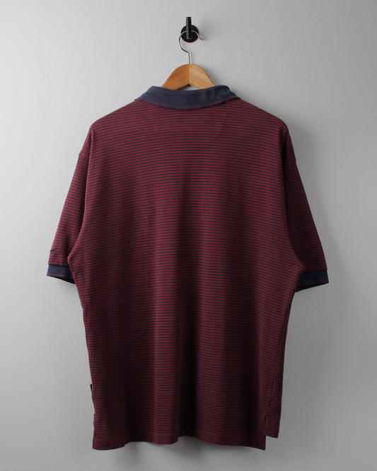 00s Nike Burgundy & Navy Striped Polo (L)