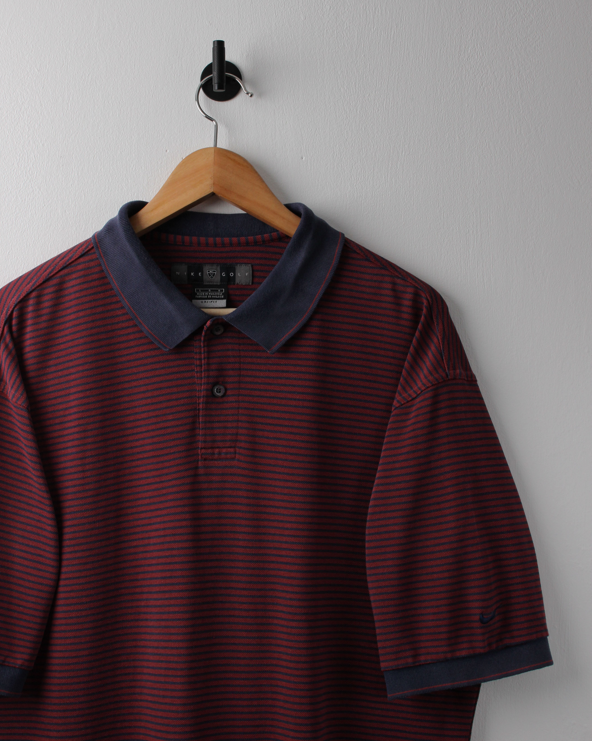 00s Nike Burgundy & Navy Striped Polo (L)