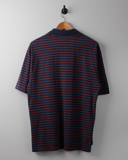 00s Nike Navy & Burgundy Striped Polo (M)