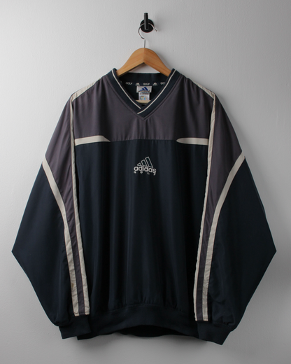 90s Adidas Grey & Navy Centre Logo Windbreaker (L)