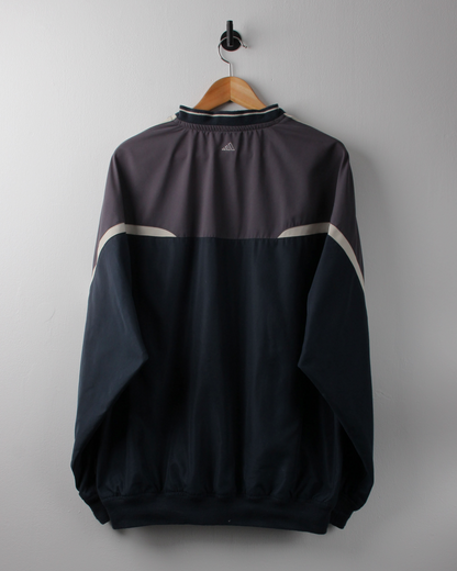 90s Adidas Grey & Navy Centre Logo Windbreaker (L)