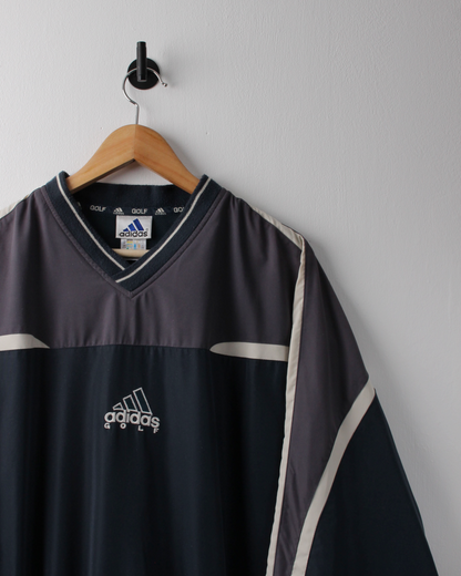 90s Adidas Grey & Navy Centre Logo Windbreaker (L)