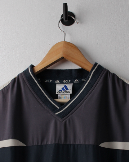 90s Adidas Grey & Navy Centre Logo Windbreaker (L)