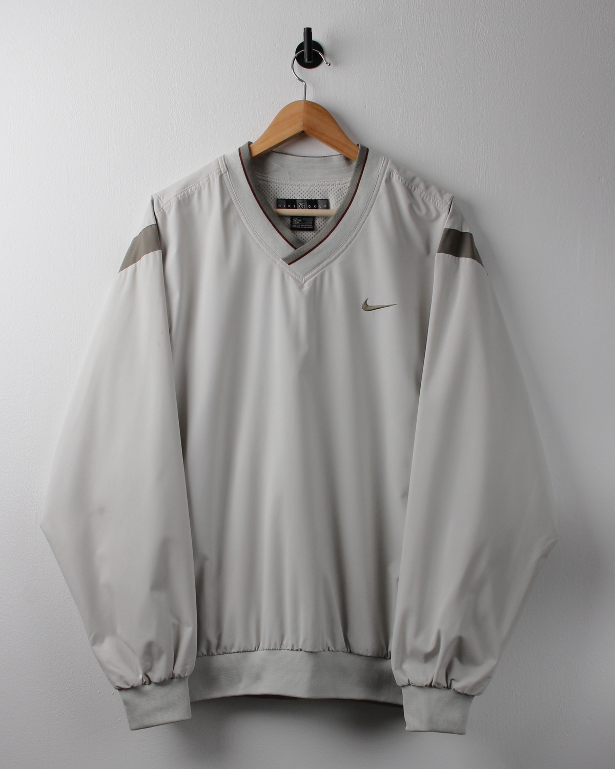 00s Nike Cream & Khaki V-Neck Windbreaker (L)