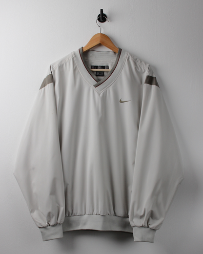 00s Nike Cream & Khaki V-Neck Windbreaker (L)