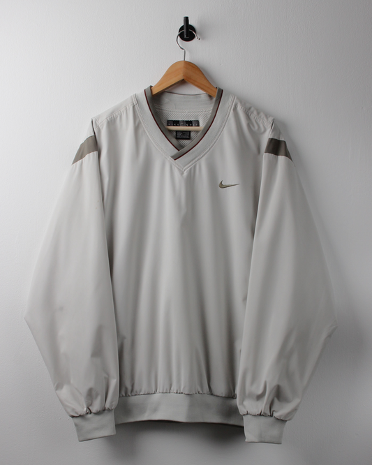 00s Nike Cream & Khaki V-Neck Windbreaker (L)
