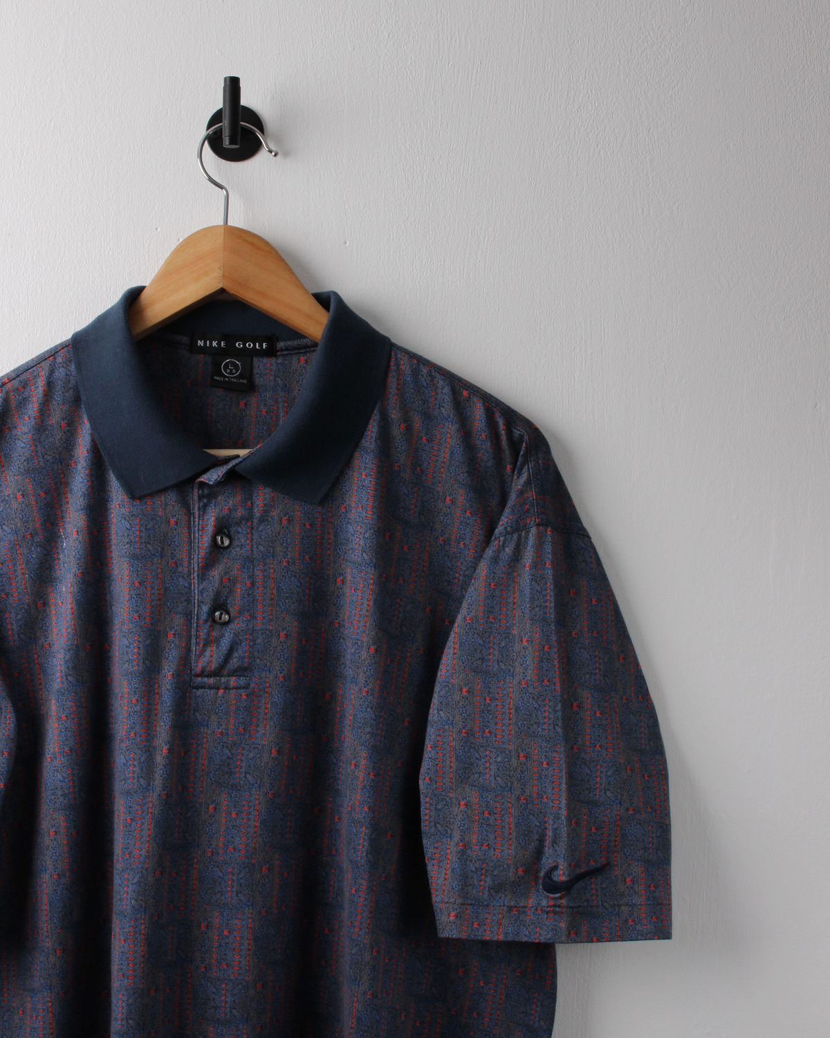90s Nike Blue & Red Abstract Polo (L)