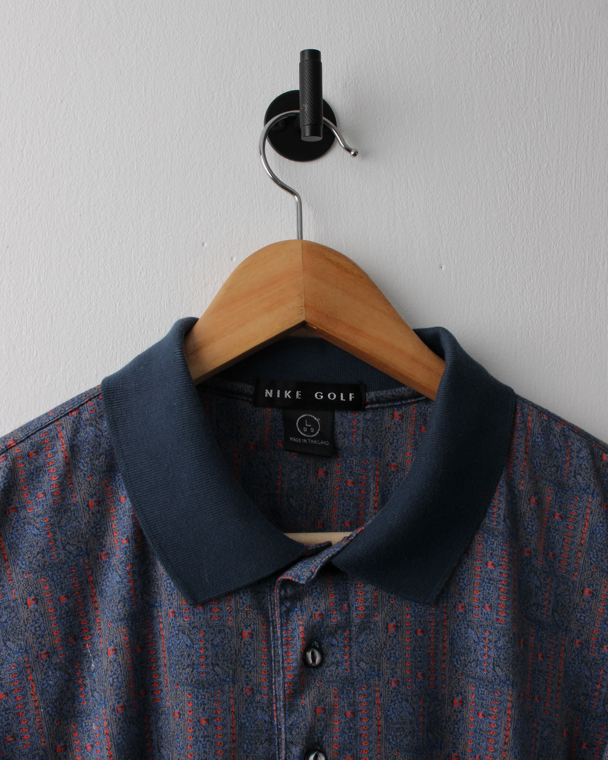 90s Nike Blue & Red Abstract Polo (L)