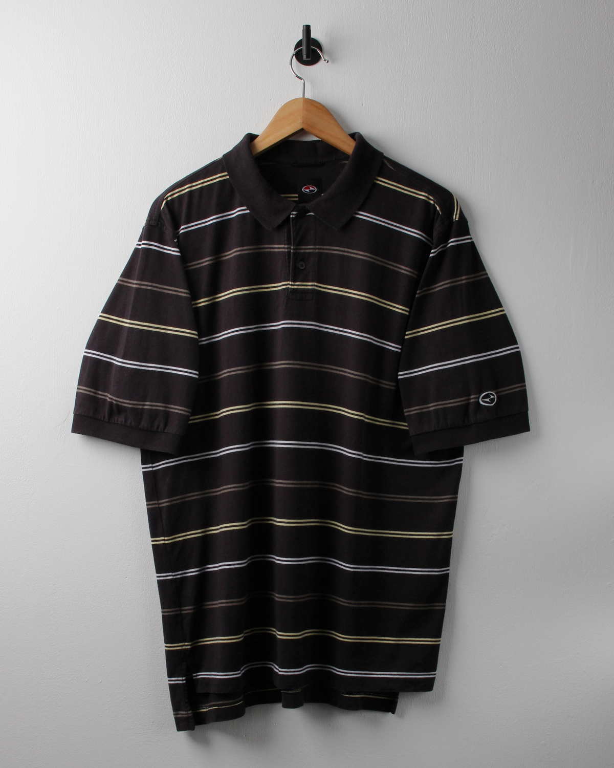90s Nike Tiger Woods Yin Yang Black Striped Polo (L)