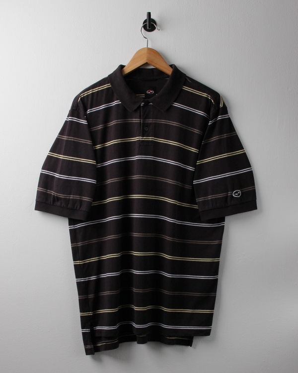 90s Nike Tiger Woods Yin Yang Black Striped Polo (L)