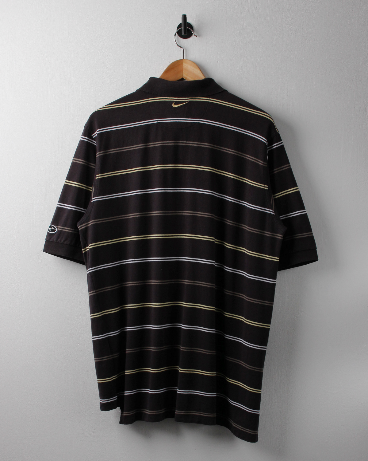 90s Nike Tiger Woods Yin Yang Black Striped Polo (L)