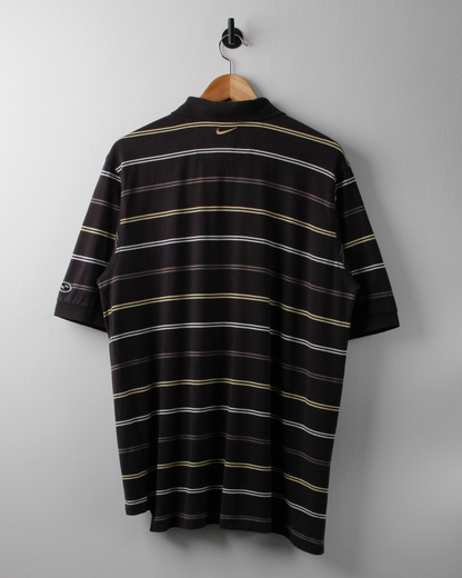 90s Nike Tiger Woods Yin Yang Black Striped Polo (L)