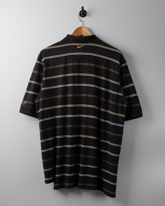 90s Nike Tiger Woods Yin Yang Black Striped Polo (L)