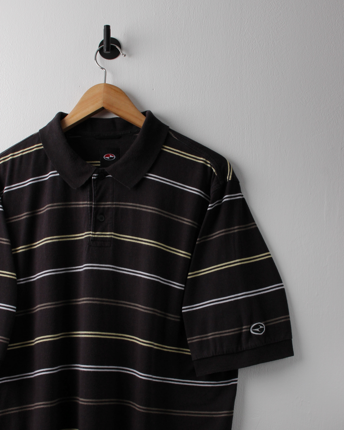 90s Nike Tiger Woods Yin Yang Black Striped Polo (L)