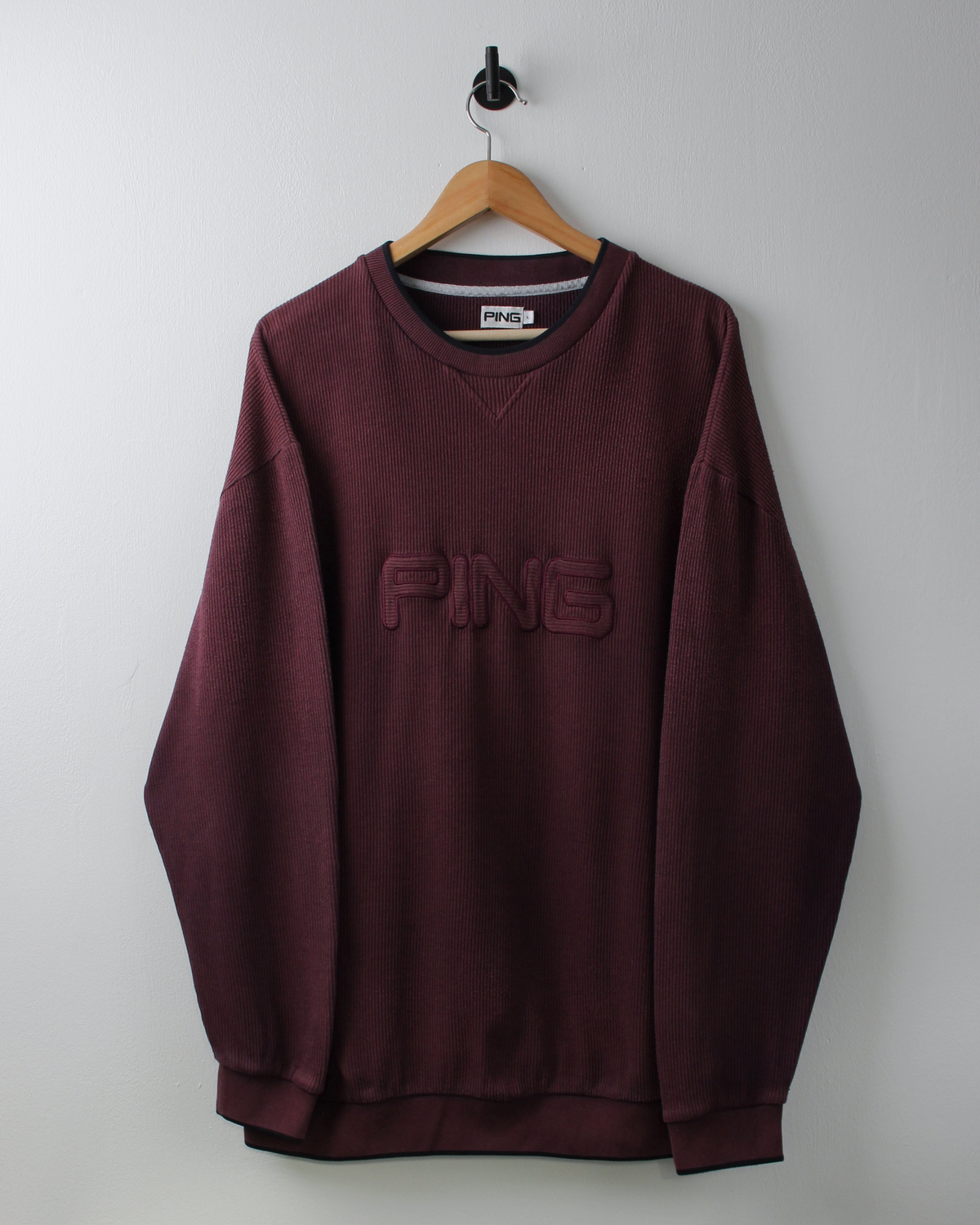 00s Ping Burgundy Ribbed Crewneck Sweatshirt (L)
