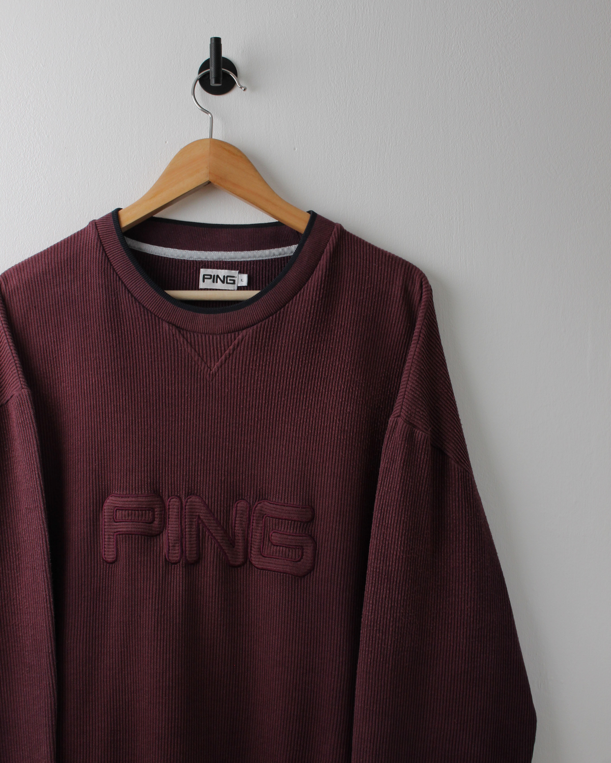 00s Ping Burgundy Ribbed Crewneck Sweatshirt (L)
