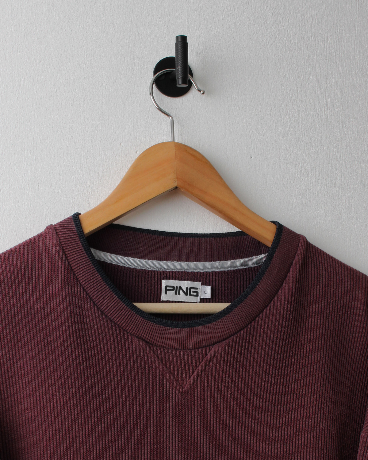 00s Ping Burgundy Ribbed Crewneck Sweatshirt (L)