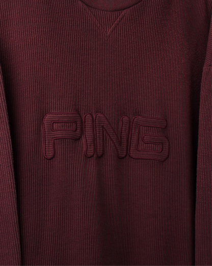 00s Ping Burgundy Ribbed Crewneck Sweatshirt (L)