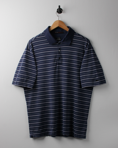 00s Nike Tiger Woods Collection Navy Striped Polo (M)