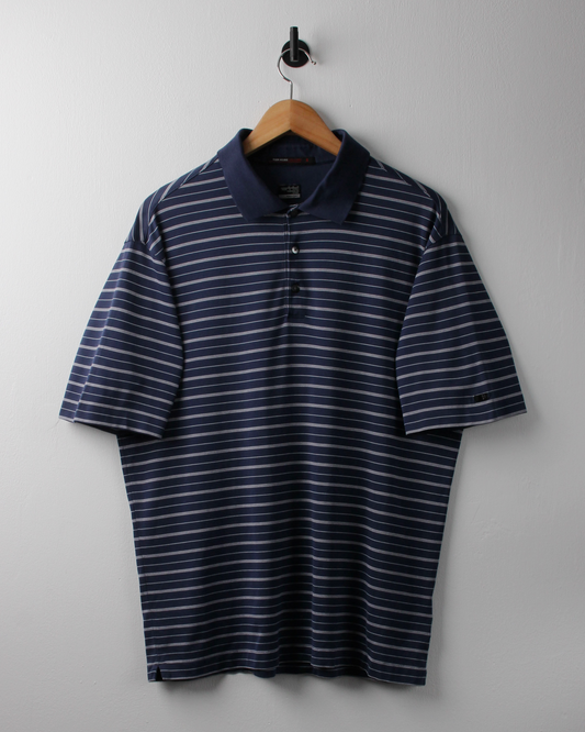 00s Nike Tiger Woods Collection Navy Striped Polo (M)