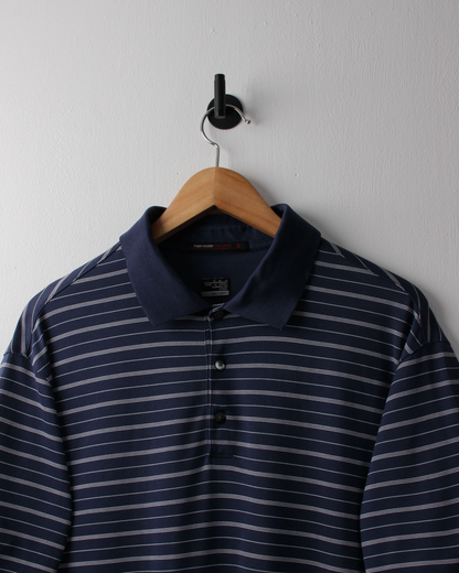 00s Nike Tiger Woods Collection Navy Striped Polo (M)