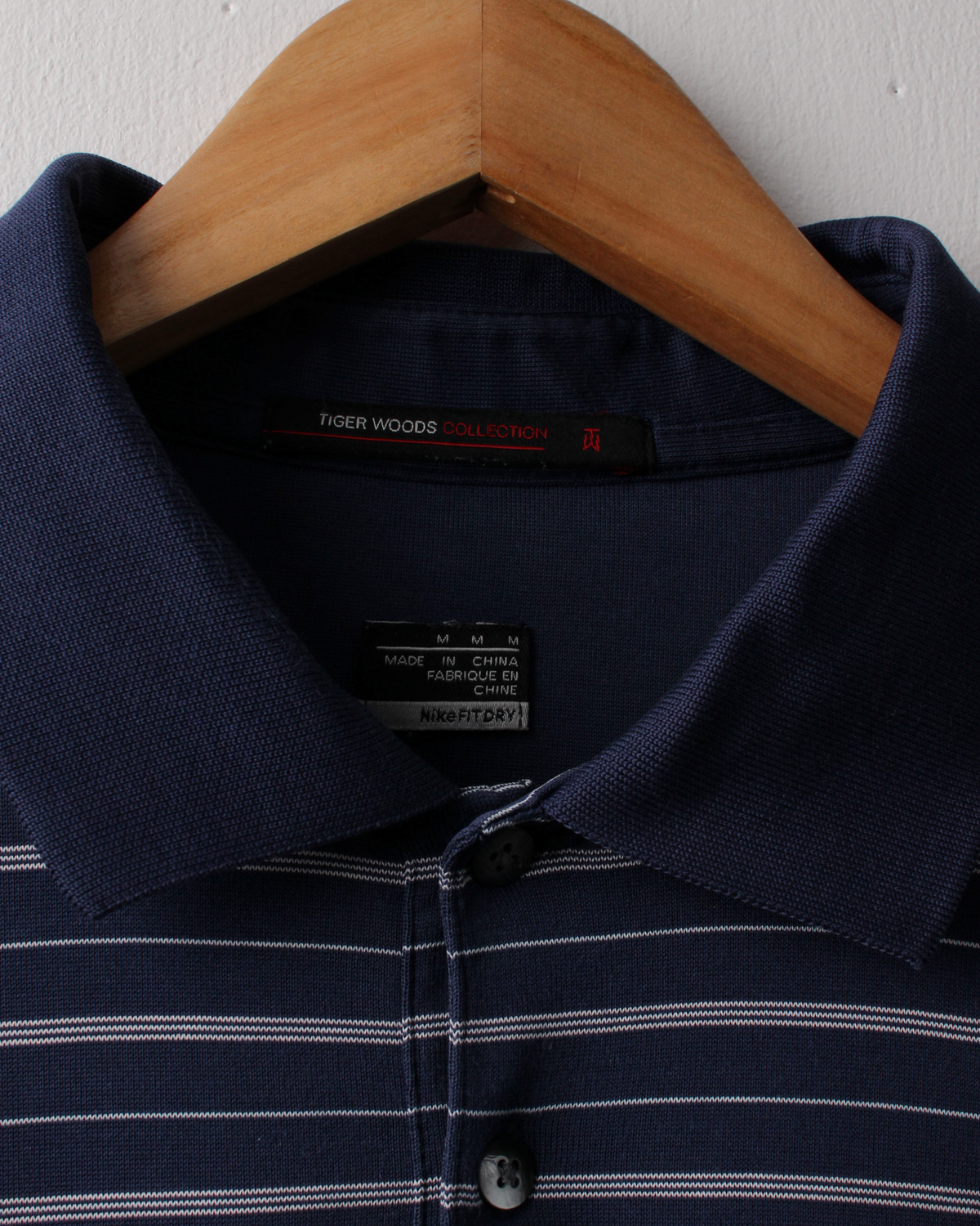 00s Nike Tiger Woods Collection Navy Striped Polo (M)