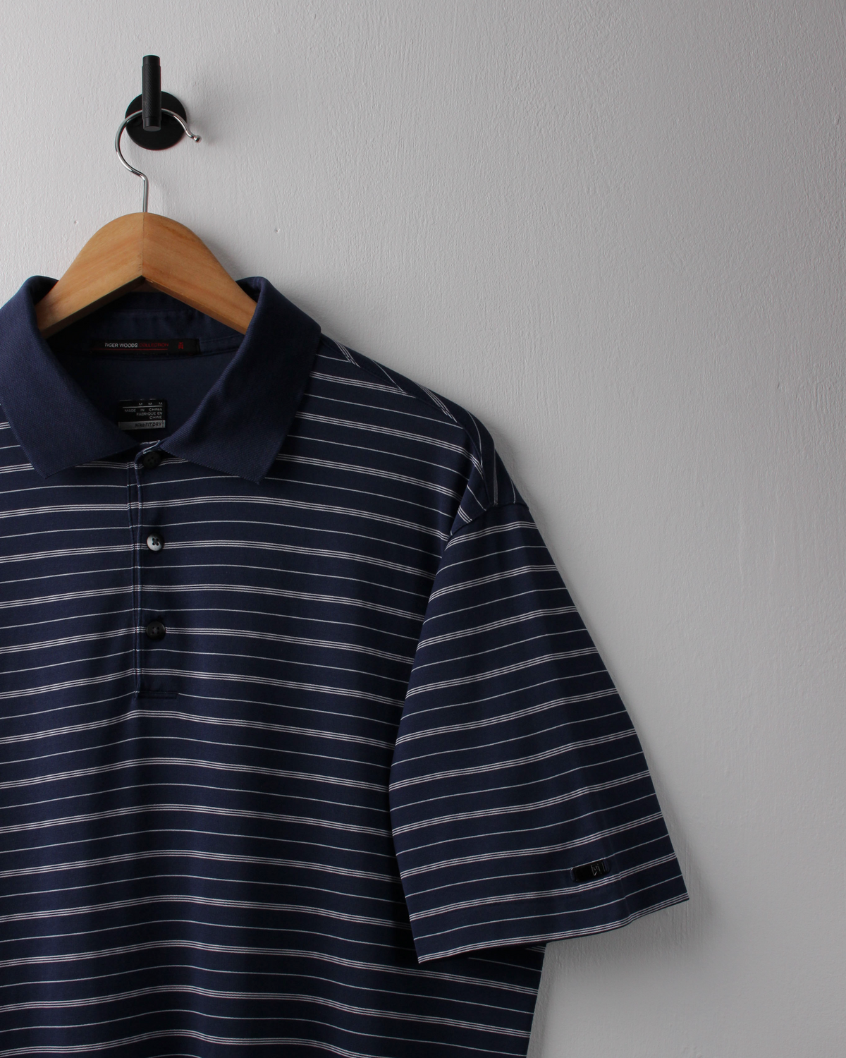 00s Nike Tiger Woods Collection Navy Striped Polo (M)