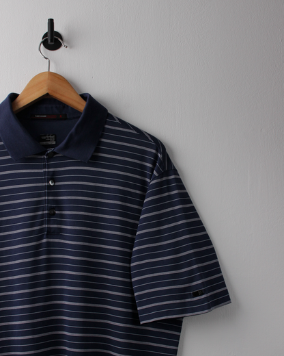 00s Nike Tiger Woods Collection Navy Striped Polo (M)