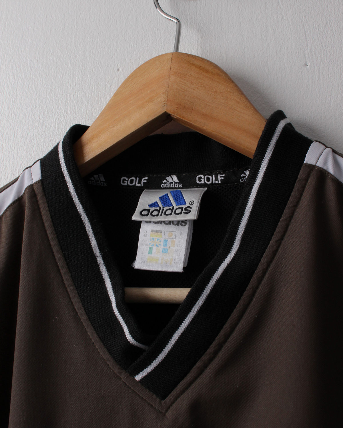 90s Adidas Khaki & Black Centre Logo Windbreaker (M)