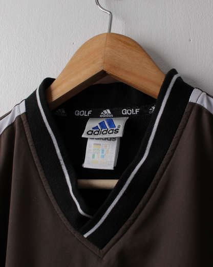 90s Adidas Khaki & Black Centre Logo Windbreaker (M)