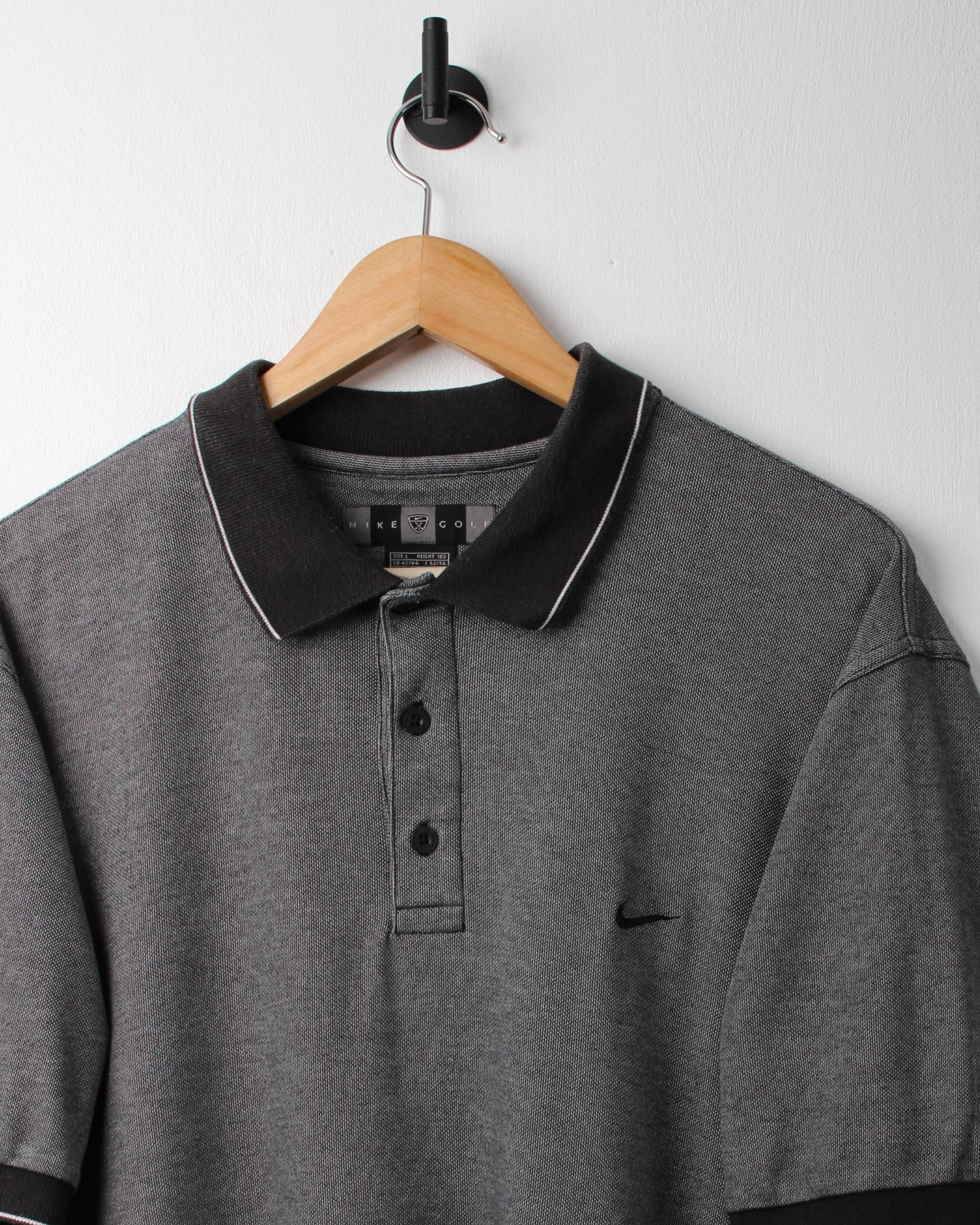00s Nike Grey/Black Polo (L)
