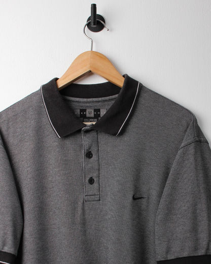 00s Nike Grey/Black Polo (L)