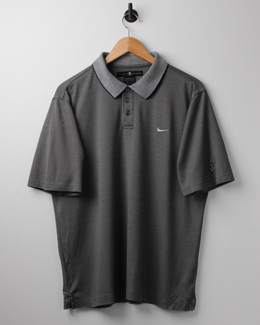 00s Nike Tiger Woods Grey Abstract Polo-Shirt (M)