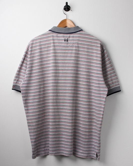 90s Greg Norman Grey Striped Polo-Shirt (XL)