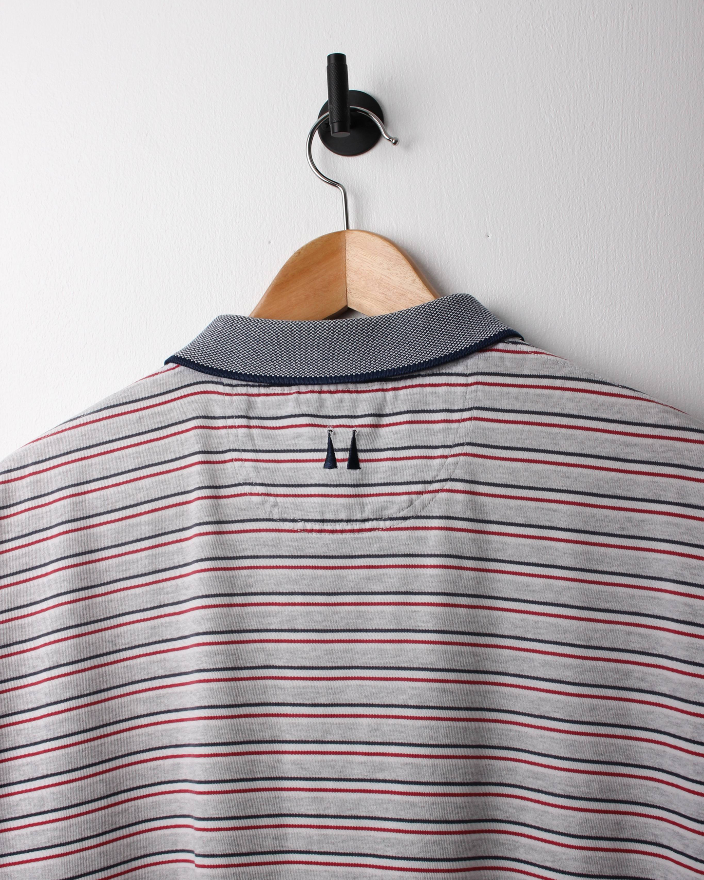 90s Greg Norman Grey Striped Polo-Shirt (XL)