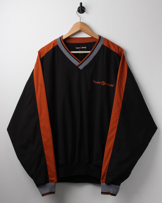 90s TaylorMade Black/Orange V-Neck Windbreaker (L)