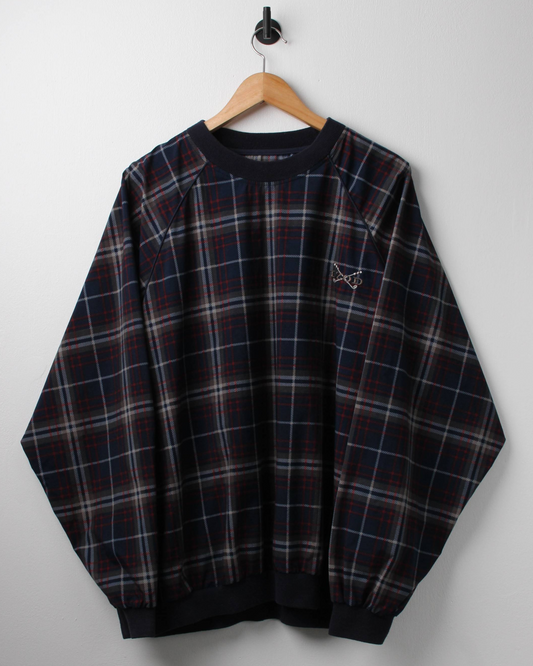 90s IZOD Plaid Crewneck Windbreaker (M)