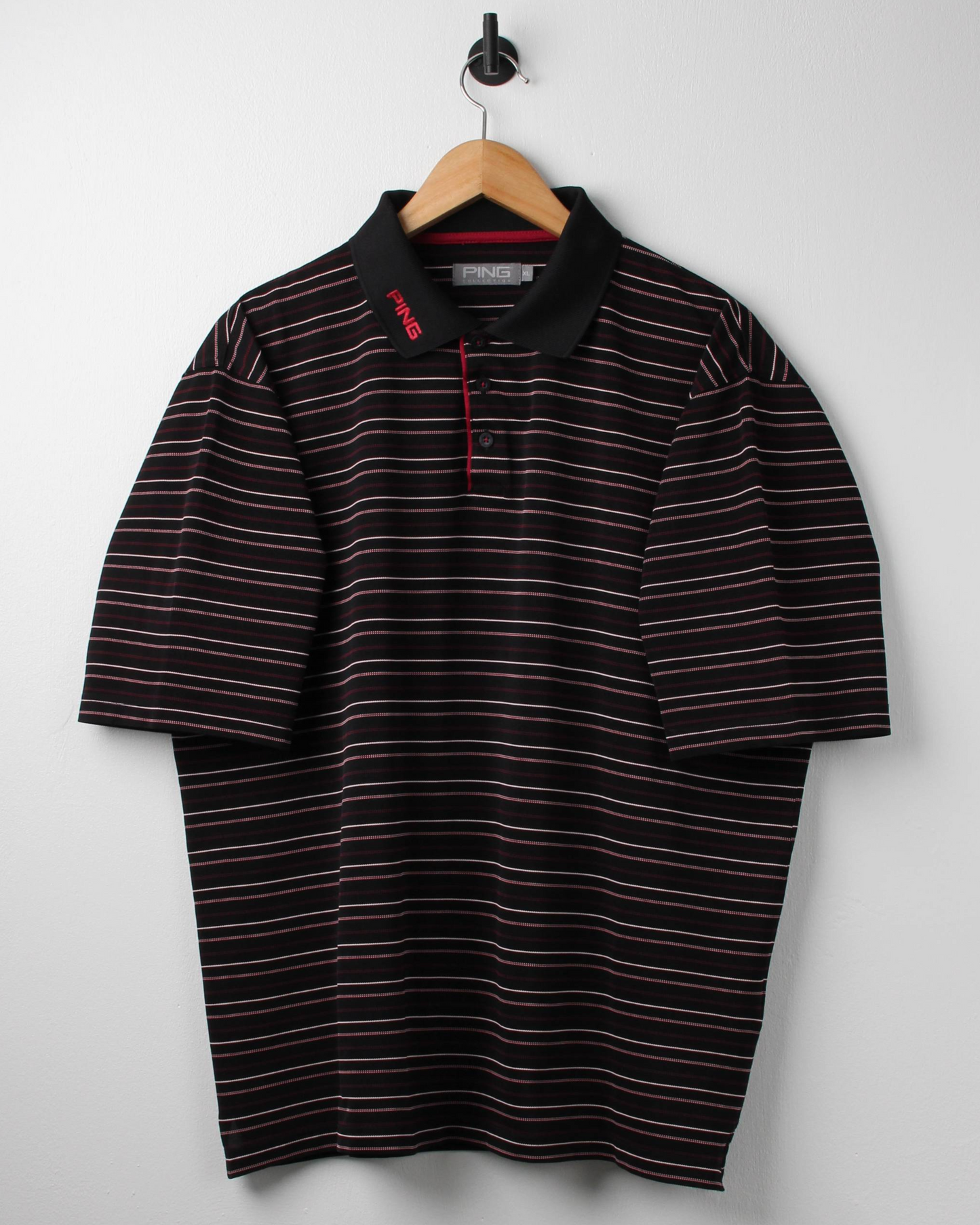 Modern Ping Black/Pink Striped Polo (L)