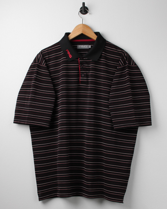 Modern Ping Black/Pink Striped Polo (L)